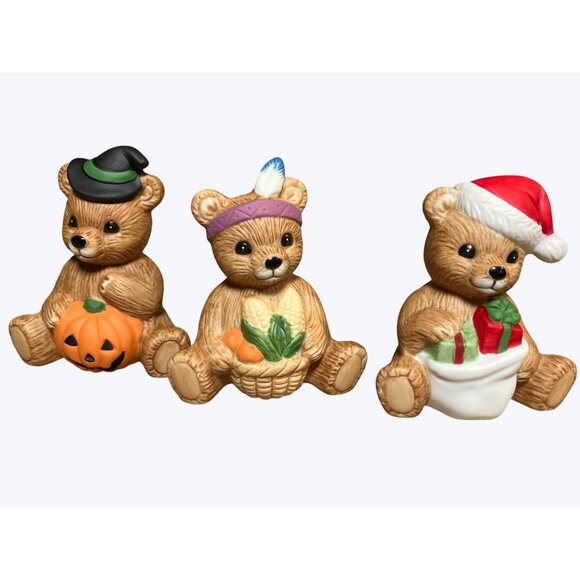 HOMCO Bear Figurines 1413 Calendar Bears set of 9 Monthly Theme Seasonal Decor - Picture 4 of 10